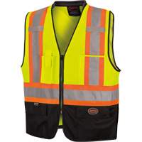 6895 Veste de s&eacute;curit&eacute; haute visibilit&eacute; bicolore avec fermeture &agrave; glissi&egrave;re sur tout le devant, Noir/Jaune lime haute visibilit&eacute;, 2T-Grand/3T-Grand, Polyester Nassau Supply