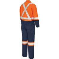 FR-Tech<sup>®</sup> 2-Tone Safety Coverall, Size 40, Navy Blue/Orange, 10 cal/cm² SHI224 | Nassau Supply
