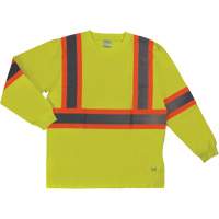 T-shirt de s&eacute;curit&eacute; &agrave; manches longues, Coton, T-petit, Jaune lime haute visibilit&eacute; Nassau Supply