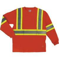Long Sleeve Safety T-Shirt, Cotton, X-Small, High Visibility Orange SHI995 | Nassau Supply