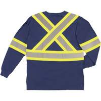 Long Sleeve Safety T-Shirt, Cotton, X-Small, Navy Blue SHJ014 | Nassau Supply