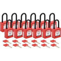 Velocity Lockout Padlocks, Red, Keyed Different, Nylon, 1-1/2" Width Nassau Supply
