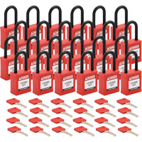 Velocity Lockout Padlocks, Red, Keyed Different, Nylon, 1-1/2" Width Nassau Supply