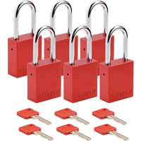 Lockout Padlock, Safety Padlock, Keyed Different, Aluminum, 1-1/2" Width Nassau Supply