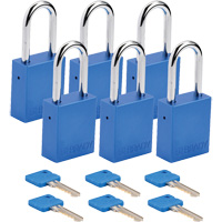Lockout Padlock, Safety Padlock, Keyed Different, Aluminum, 1-1/2" Width Nassau Supply