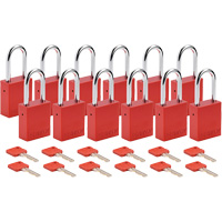 Lockout Padlock, Safety Padlock, Keyed Different, Aluminum, 1-1/2" Width Nassau Supply