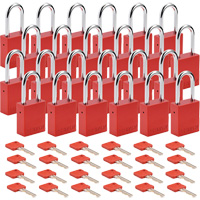 Lockout Padlock, Safety Padlock, Keyed Different, Aluminum, 1-1/2" Width Nassau Supply