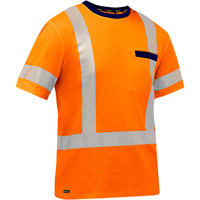 Chemise &agrave; manches courtes et X au dos Bisley, Poly-coton, Petit, Orange haute visibilit&eacute; Nassau Supply