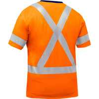 Chemise &agrave; manches courtes et X au dos Bisley, Poly-coton, Petit, Orange haute visibilit&eacute; Nassau Supply