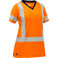 Chemise &agrave; manches courtes et X au dos Bisley pour femmes, Poly-coton, Petit, Orange haute visibilit&eacute; Nassau Supply