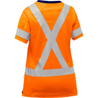 Chemise &agrave; manches courtes et X au dos Bisley pour femmes, Poly-coton, Petit, Orange haute visibilit&eacute; Nassau Supply