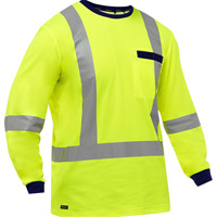Chemise &agrave; manches longues et X au dos Bisley, Poly-coton, Petit, Jaune lime haute visibilit&eacute; Nassau Supply