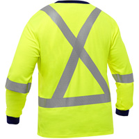 Chemise &agrave; manches longues et X au dos Bisley, Poly-coton, Petit, Jaune lime haute visibilit&eacute; Nassau Supply