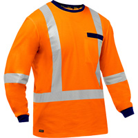Chemise &agrave; manches longues et X au dos Bisley, Poly-coton, Petit, Orange haute visibilit&eacute; Nassau Supply