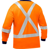 Chemise &agrave; manches longues et X au dos Bisley, Poly-coton, Petit, Orange haute visibilit&eacute; Nassau Supply