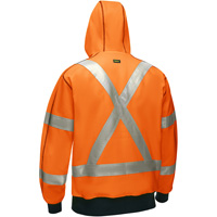 Coton ouat&eacute; doubl&eacute; de sherpa avec capuchon &agrave; fermeture &eacute;clair compl&egrave;te et X au dos Bisley, Petit, Orange haute visibilit&eacute; Nassau Supply
