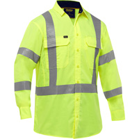 Chemise de travail &agrave; manches longues et X au dos Bisley avec X-Airflow, Poly-coton, Petit, Jaune lime haute visibilit&eacute; Nassau Supply