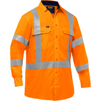 Chemise de travail &agrave; manches longues et X au dos Bisley avec X-Airflow, Poly-coton, Petit, Orange haute visibilit&eacute; Nassau Supply