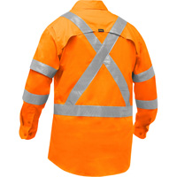 Chemise de travail &agrave; manches longues et X au dos Bisley avec X-Airflow, Poly-coton, Petit, Orange haute visibilit&eacute; Nassau Supply
