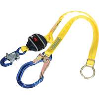 Tie-Back Web Shock-Absorbing Lanyard, 6', Rebar Hook Center, Snap Hook Leg Ends, Polyester Nassau Supply