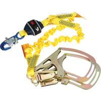 Twin-Leg Stretch Web Shock-Absorbing Lanyard, 6', Rebar Hook Center, Snap Hook Leg Ends Nassau Supply