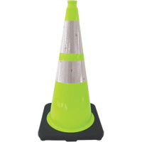 Premium Traffic Cone, 28", Lime Green, 4" & 6" Reflective Collar(s) Nassau Supply