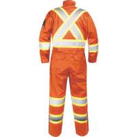 Combinaison ignifug&eacute;e avec bandes haute visibilit&eacute;, Taille Petit, Orange Nassau Supply
