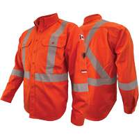 Atlas Guardian&reg; FR/AR Work Shirts with 2" Striping, X-Small, High Visibility Orange Nassau Supply