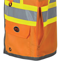 Veste de s&eacute;curit&eacute; pour arpenteur Pioneer avec fermeture &agrave; glissi&egrave;re et dos en maille, Orange haute visibilit&eacute;, Petit, Polyester Nassau Supply