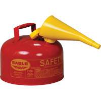 Bidon de s&eacute;curit&eacute; pour les produits inflammables avec entonnoir, Type I, Acier galvanis&eacute;, 2,5 gal. US, Rouge, Homologu&eacute; FM/List&eacute; UL/ULC Nassau Supply