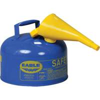 Bidon de s&eacute;curit&eacute; pour le k&eacute;ros&egrave;ne avec entonnoir, Type I, Acier galvanis&eacute;, 2,5 gal. US, Bleu, Homologu&eacute; FM/List&eacute; UL/ULC Nassau Supply