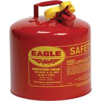 Bidon de s&eacute;curit&eacute; pour les produits inflammables, Type I, Acier galvanis&eacute;, 5 gal. US, Rouge, Homologu&eacute; FM/List&eacute; UL/ULC Nassau Supply
