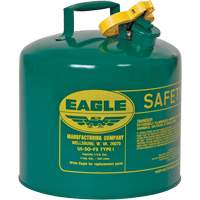 Bidon de s&eacute;curit&eacute; pour les combustibles, Type I, Acier galvanis&eacute;, 5 gal. US, Vert, Homologu&eacute; FM/List&eacute; UL/ULC Nassau Supply