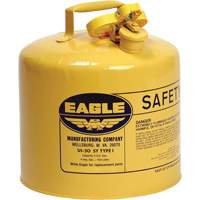 Bidon de s&eacute;curit&eacute; pour le diesel, Type I, Acier galvanis&eacute;, 5 gal. US, Jaune, Homologu&eacute; FM/List&eacute; UL/ULC Nassau Supply