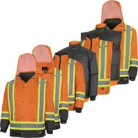 Parka de s&eacute;curit&eacute; d'hiver imperm&eacute;able 7-en-1 5056 Pioneer Yukon, Polyester, Noir/Orange haute visibilit&eacute;, T-petit Nassau Supply