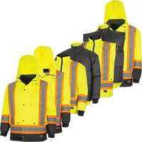 Parka de s&eacute;curit&eacute; d'hiver imperm&eacute;able 7-en-1 5057 Pioneer Yukon, Polyester, Noir/Jaune lime haute visibilit&eacute;, T-petit Nassau Supply