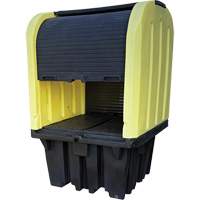 Yellow Roll Top Hardcover Spill Pallet, 65" L x 65" W x 101" H, 5000 lbs. Load Capacity Nassau Supply