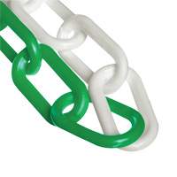 Chaîne de barri&egrave;re en plastique &agrave; deux couleurs, Vert/Blanc, Maillon de 2", 500' de long Nassau Supply