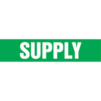 Marqueurs de tuyau "Supply", Autocollant, 4" h x 24" la, Blanc/vert Nassau Supply