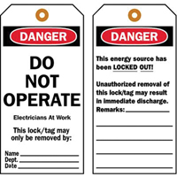 &eacute;tiquettes de verrouillage, Plastique, 3" la x 5-1/2" h, Anglais Nassau Supply