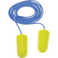 Bouchons d'oreilles n&eacute;on jaune E-A-Rsoft, Vrac - Sac en poly, Avec cordon Nassau Supply