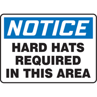 "Hard Hats Required" Sign, 10" x 14", Vinyl, English Nassau Supply