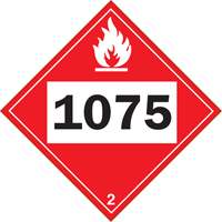 1075 Liquefied Petroleum Flammable Gas TDG Placard, Plastic Nassau Supply