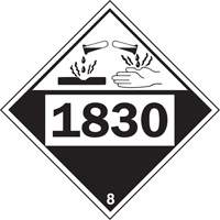 1830 Sulphuric Acid Corrosive Materials TDG Placard, Plastic Nassau Supply