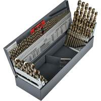 Jeu de forets s&eacute;rie courte combin&eacute;s robustes, 114 morceaux, Acier rapide au cobalt Nassau Supply