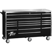 EX Professional Series Triple Bank Rolling Tool Cabinet, 17 Drawers, 72" W x 30" D x 44-3/4" H, Black TEP631 | Nassau Supply