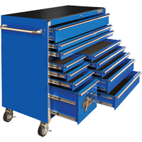 RX Series Rolling Tool Cabinet, 12 Drawers, 55" W x 25" D x 46" H, Blue TEQ501 | Nassau Supply