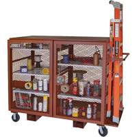 Mobile Mesh Cabinet, Steel, 49 Cubic Feet, Red Nassau Supply
