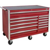 Industrial Tool Cart, 12 Drawers, 56" W x 24-1/2" D x 38-1/8" H, Red Nassau Supply
