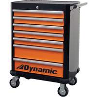 Roller Cabinet, 7 Drawers, 28" W x 18" D x 40" H, Black/Orange TER176 | Nassau Supply